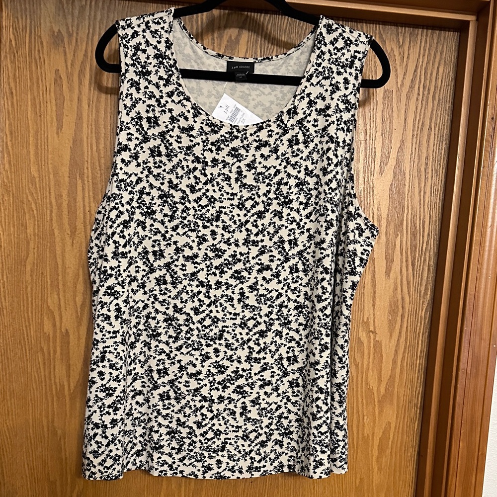 J. Jill Black and White Floral Tank Top